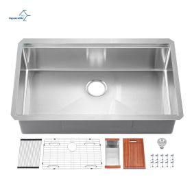 Aqucubic Handmade 304 Stainless Steel Undermount Kitchen Sink with Accessories (Color: Stainless steel, Thickness: 16 Gauge)
