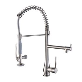 Single Handle Standard Pull Down Kitchen Faucet  Spray in Black (Color: Brushed Nickel)