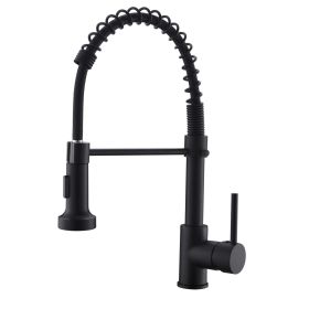 Single Handle Pull-Down Sprayer Kitchen Faucet (Color: Matt black)