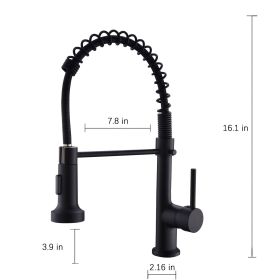 The new model is beautiful and durable Single Handle Pull-Down Sprayer Kitchen Faucet in Black+Gold (Color: Matt black)
