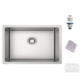 Undermount Kitchen Sink;  16 Gauge Stainless Steel Wet Bar or Prep Sinks Single Bowl (size: 30 x 18 x 10)
